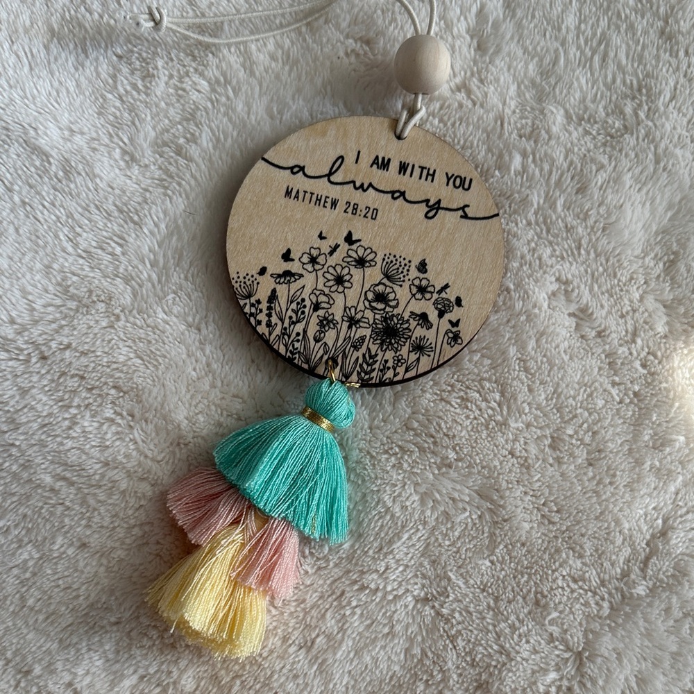 Inspirational Scripture Rear View Mirror Hanging Daily Inspiration with Tassels - Picture 8 of 8